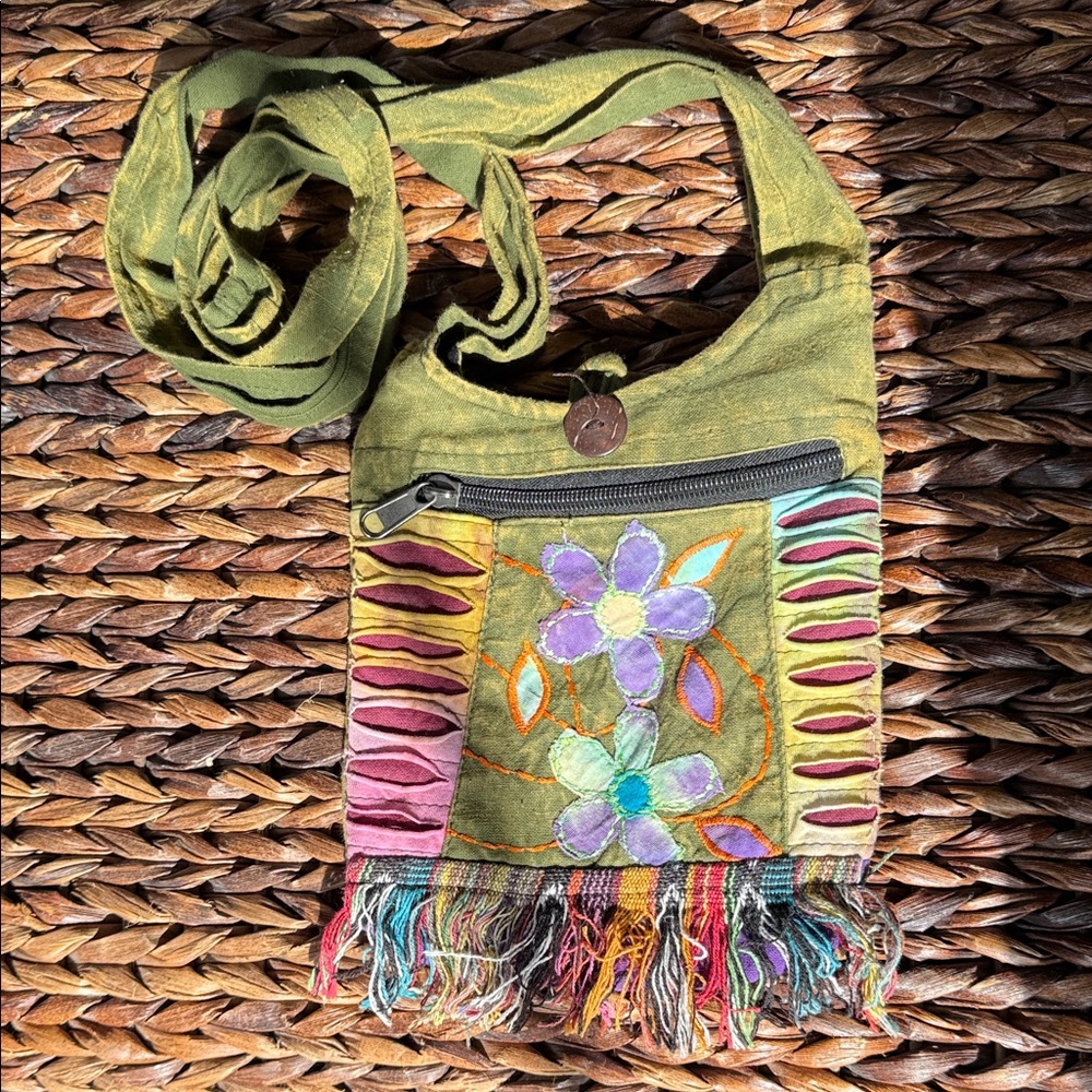 Artisan Floral Embroidered Crossbody Bag